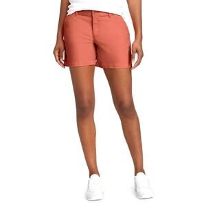 Magellan Outdoors Coral Happy Camper 4'' Shorty Shorts Womens 4 Mid Rise Stretch